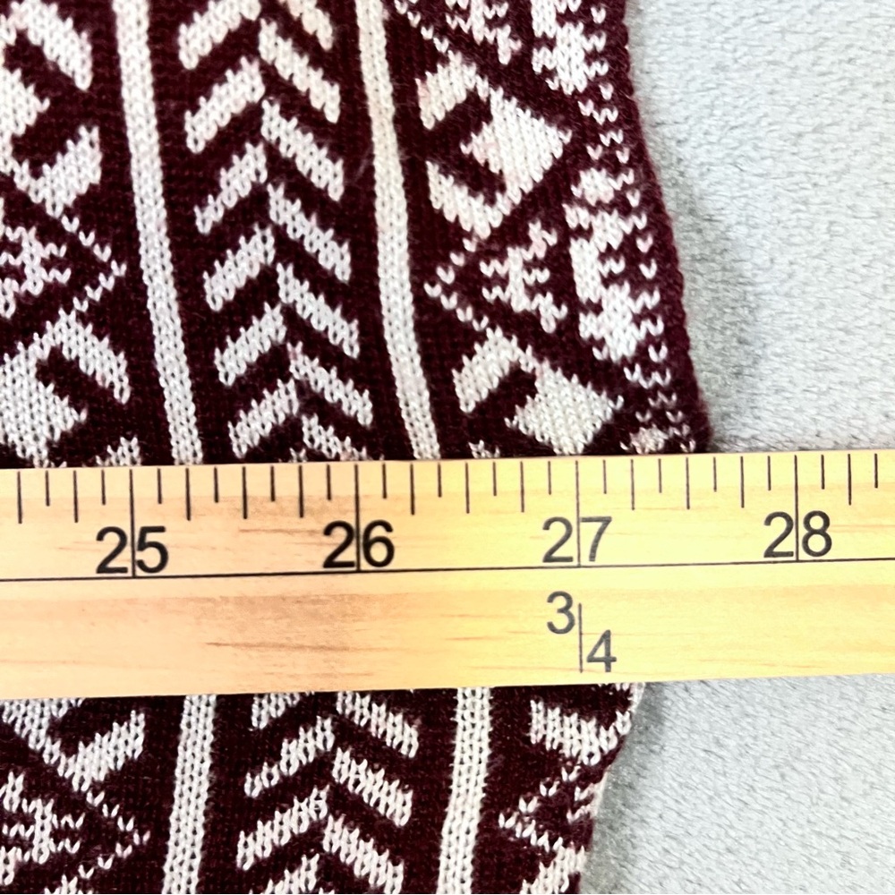 One World Open Front Cardigan Sweater Vest. Womens XL Burgundy Cream - Picture 4 of 7